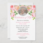 ピンクローズウォーターカラーフローラお祝いI 招待状 (正面)