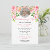 ピンクローズウォーターカラーフローラお祝いI 招待状 (スタンド正面)