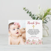 ピンクローズウォーターカラーフローラバプティスサンキュー サンキューカード (スタンド正面)