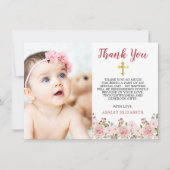 ピンクローズウォーターカラーフローラバプティスサンキュー サンキューカード (正面)