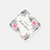 ピンクローズウォーターカラーフローラブライダルシャワーナプキンス スタンダードカクテルナプキン (角)