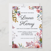ピンクローズウォーターカラーフローラ結婚式招待状 招待状 (正面)