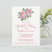ピンクローズウォーターカラーブライダルシャワー招待状 招待状 (スタンド正面)