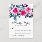 ピンクローズウォーターカラーボタニカルウェディングRSVPカード アドバイスカード (正面)