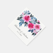 ピンクローズウォーターカラーボタニッ結婚クス スタンダードカクテルナプキン (角)