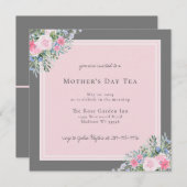 ピンクローズウォーターカラーマザーズデイ招待状 (正面/裏面)
