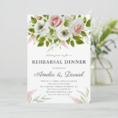 ピンクローズウォーターカラーロマンチックなリハーサルディナー 招待状 (スタンド正面)