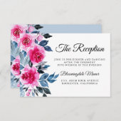 ピンクローズウォーターカラー植物結婚披露宴 エンクロージャーカード (正面/裏面)