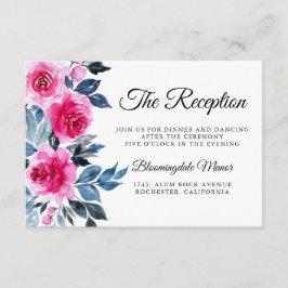 ピンクローズウォーターカラー植物結婚披露宴 エンクロージャーカード