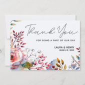 ピンクローズウォーター色フローラサンキューカード 招待状 (正面)