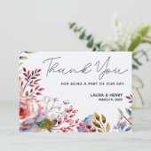 ピンクローズウォーター色フローラサンキューカード 招待状 (スタンド正面)