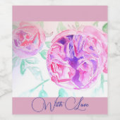 ピンクローズウォーター色薄紫ピンクサンキュー ワインラベル (シングルラベル)