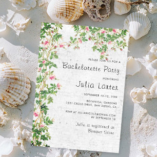 ピンクローズウォールヴィンテージジャーナルバチェロレッテ 招待状