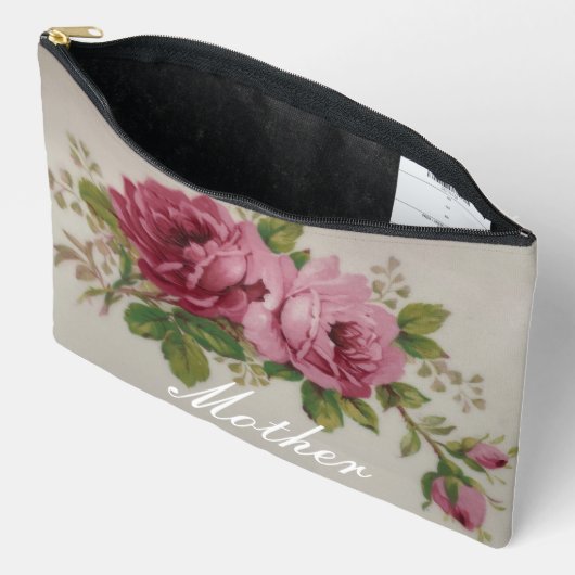 ピンクローズエレガンスプリントカットソーバッグ アクセサリーポーチ (見開き)