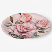 ピンクローズエレガントな結婚式 ペーパープレート (アングル)