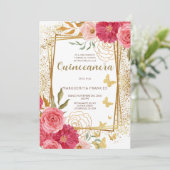 ピンクローズエレガントクスペインのンセアニラミンス 招待状 (スタンド正面)