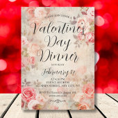 ピンクローズエレガントバレンタインデーディナーパーティー 招待状