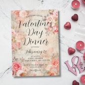 ピンクローズエレガントバレンタインデーディナーパーティー 招待状