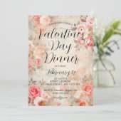 ピンクローズエレガントバレンタインデーディナーパーティー 招待状 (スタンド正面)