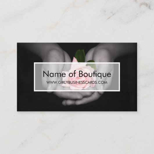 ピンクローズエレガントフラワーインハンズブティック 名刺 (正面)