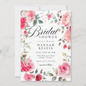 ピンクローズエレガントフローラガーデンブライダルシャワー 招待状 (正面)