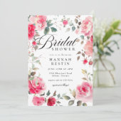 ピンクローズエレガントフローラガーデンブライダルシャワー 招待状 (スタンド正面)