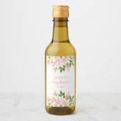 ピンクローズエレガントフローラガールベビーシャワーミニ ワインラベル (正面)