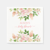 ピンクローズエレガントフローラガールベビーシャワー スタンダードカクテルナプキン (正面)