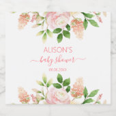 ピンクローズエレガントフローラガールベビーシャワー ビールラベル (シングルラベル)