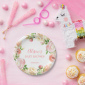 ピンクローズエレガントフローラガールベビーシャワー ペーパープレート (パーティー)