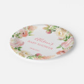 ピンクローズエレガントフローラガールベビーシャワー ペーパープレート (アングル)