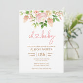 ピンクローズエレガントフローラガールベビーシャワー 招待状 (スタンド正面)