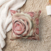 ピンクローズエレガントフローラ素朴ファームハウスシック クッション (ブランケット)