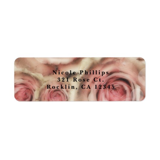 ピンクローズエレガントブライダルシャワーパーティの招待状 ラベル (正面)