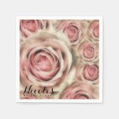 ピンクローズエレガントブライダルシャワーフローラパーティー スタンダードカクテルナプキン (正面)