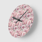 ピンクローズエレガントマクシマリストウォールクロック ラウンド壁時計 (傾斜)