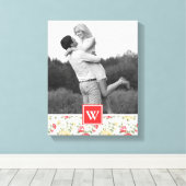 ピンクローズエレガント壁紙 |モノグラムの写真 キャンバスプリント (インサイチュ (ウッドフロア))