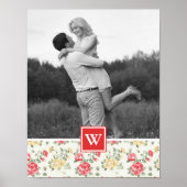 ピンクローズエレガント壁紙 |モノグラムの写真 ポスター (正面)