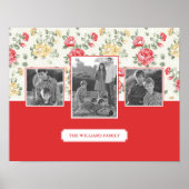 ピンクローズエレガント壁紙 |家族の写真と文字 ポスター (正面)