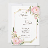 ピンクローズエレガント春サマーザータイム 招待状 (正面)