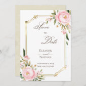 ピンクローズエレガント春サマーザータイム 招待状 (正面/裏面)