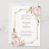 ピンクローズエレガント春サマー結婚ズ 招待状 (正面)