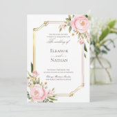 ピンクローズエレガント春サマー結婚ズ 招待状 (スタンド正面)