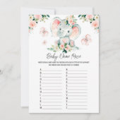 ピンクローズエレファントベビーネームレースベビーシャワー 招待状 (正面)