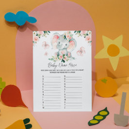 ピンクローズエレファントベビーネームレースベビーシャワー 招待状