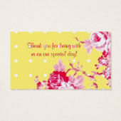 ピンクローズオンイエロー結婚式の引き出物つるラベル (裏面)