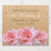 ピンクローズオングリジー金ゴールドきらめくワインラベル スパークリングワインラベル (シングルラベル)