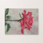 ピンクローズオンステムアートフラワーパズル ジグソーパズル (横)