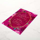 ピンクローズオンビバマゼンタ |ブライダルシャワー 箔招待状 (回転した状態)