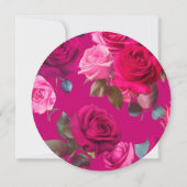 ピンクローズオンビバマゼンタ |日付の保存 招待状 (裏面)